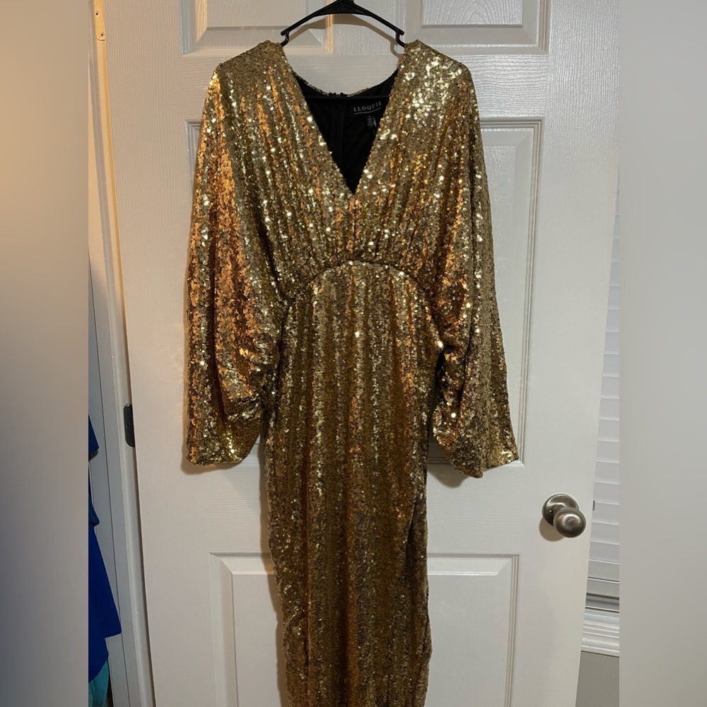 Plus size gold, sequin dress